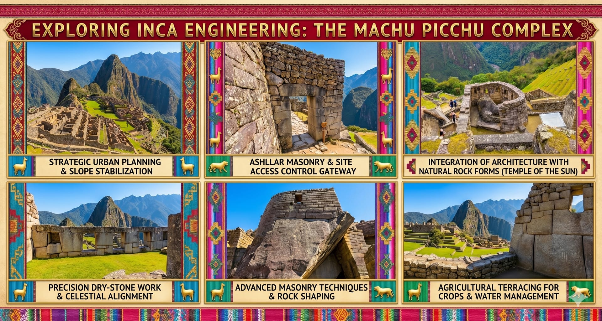Machu Picchu, Peru — Inca dry-stone masonry & terraced site planning